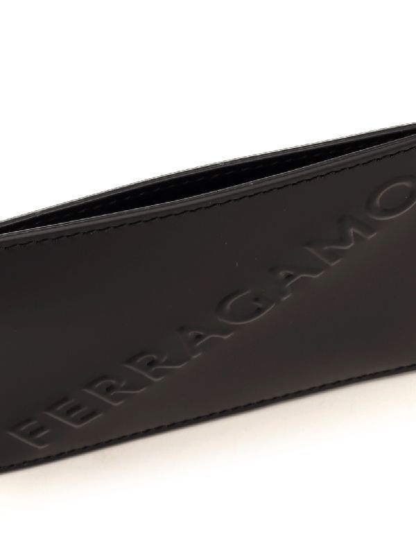 Ferragamo Salvatore  Logo Embossed Cardholder In Black