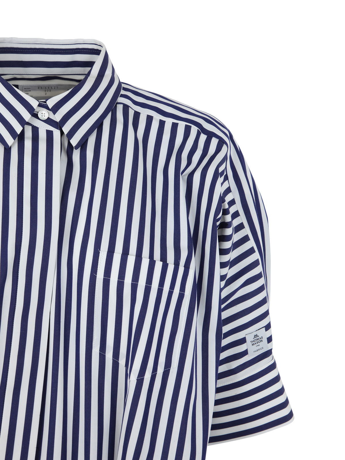 Sacai Cotton Poplin Dress Striped Pattern In Blue