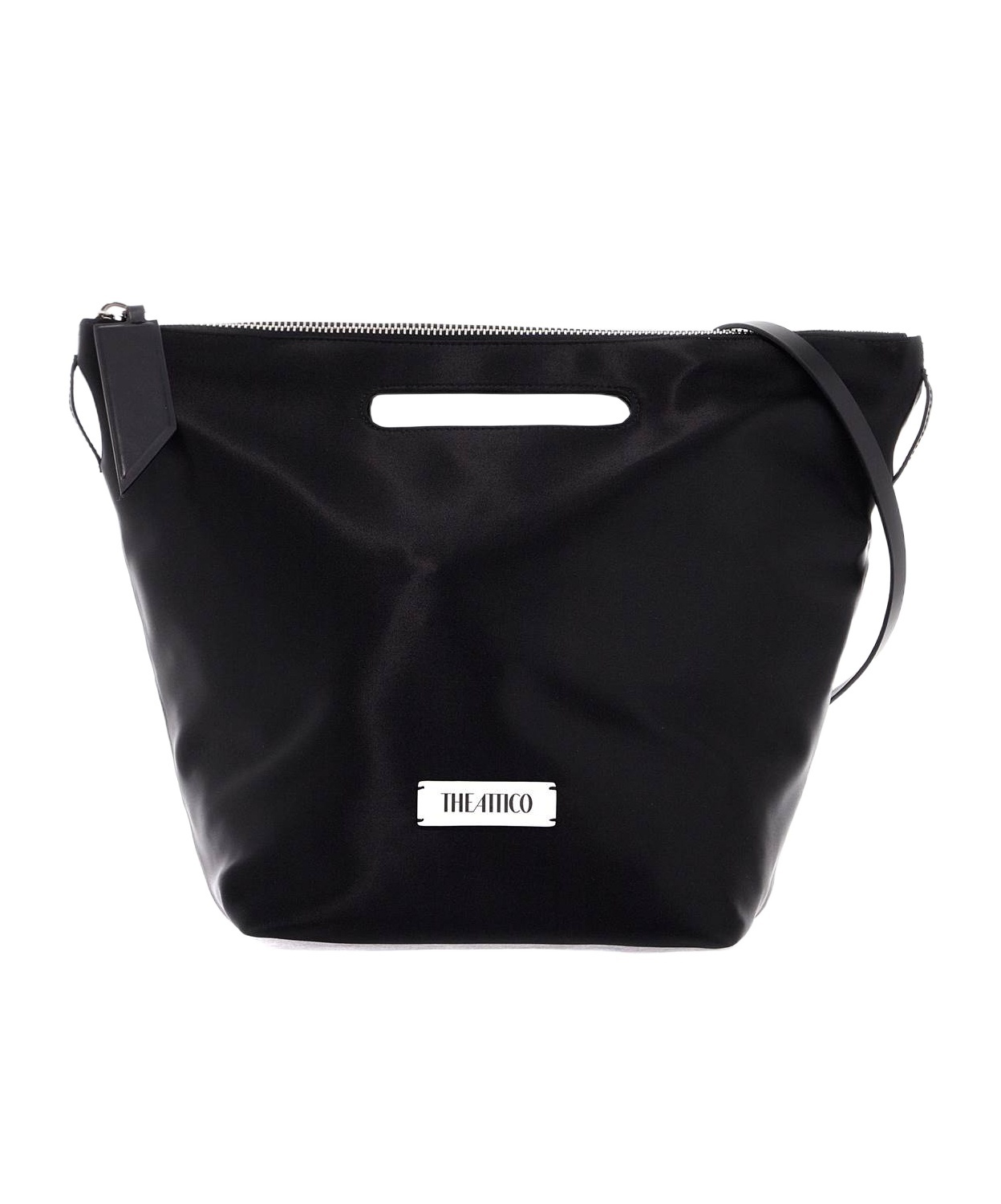 Attico Zippered Shoulder Bag In Black