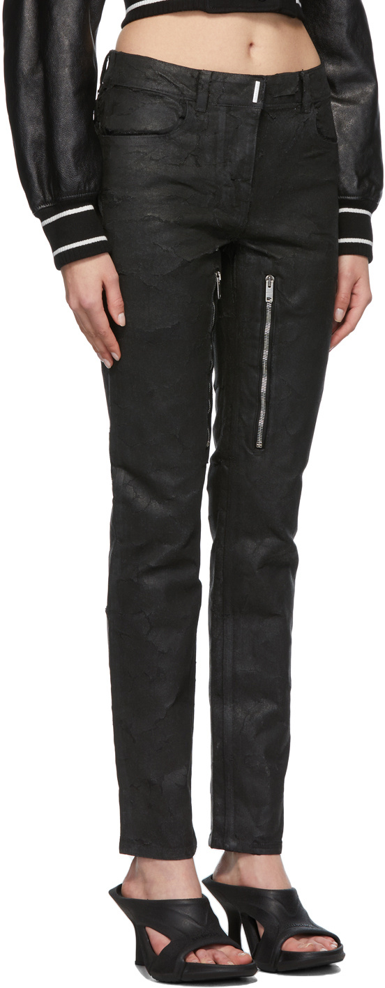 Givenchy Black Zip Jeans In Black