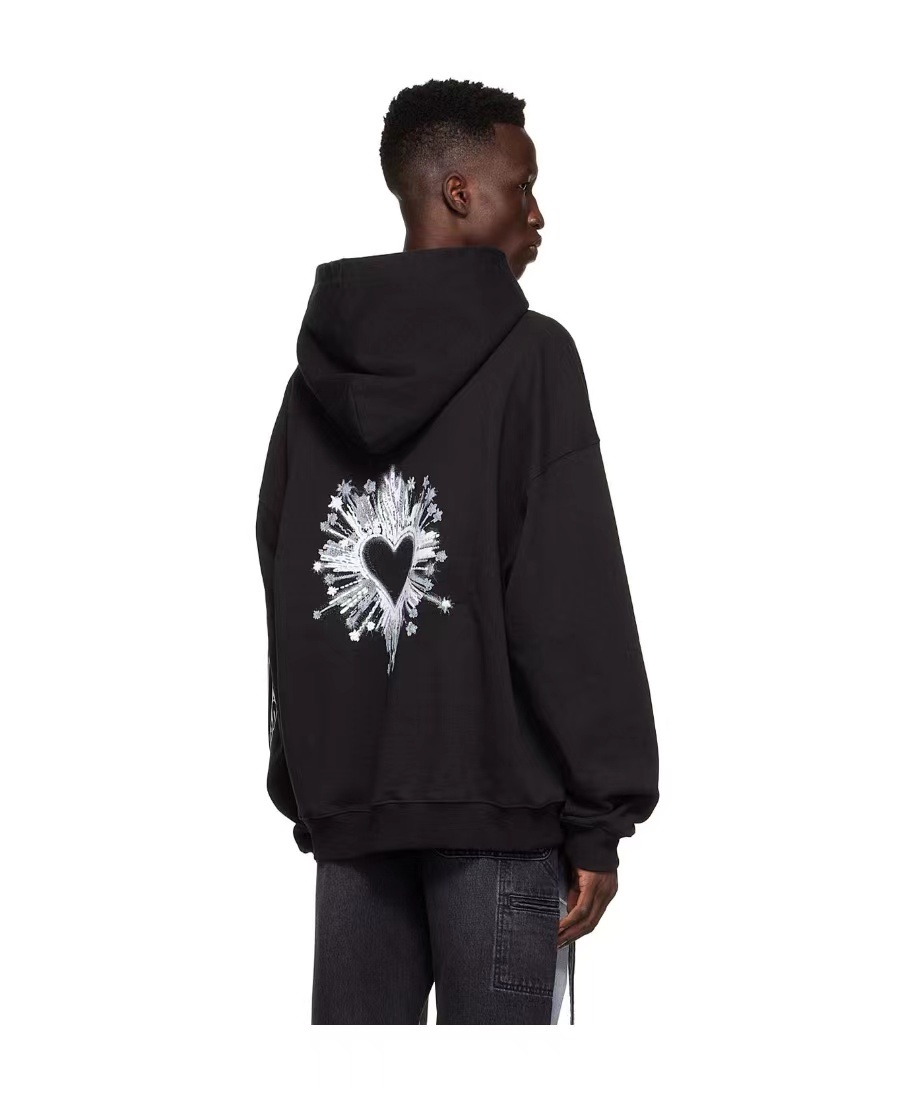 We11 Done Cotton Hooded Sweater In Black