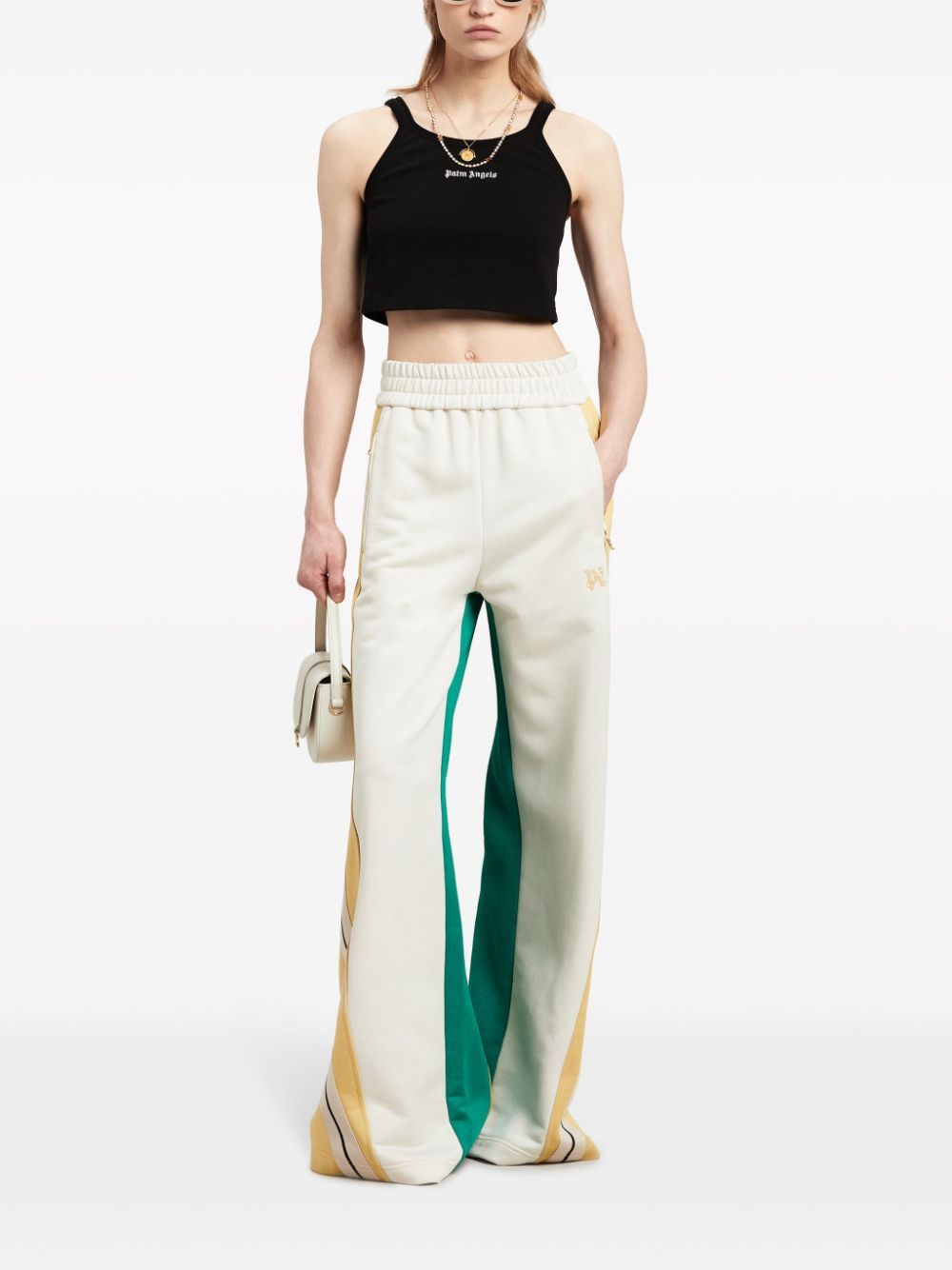 Palm Angels Black Cotton Cropped Top In Black