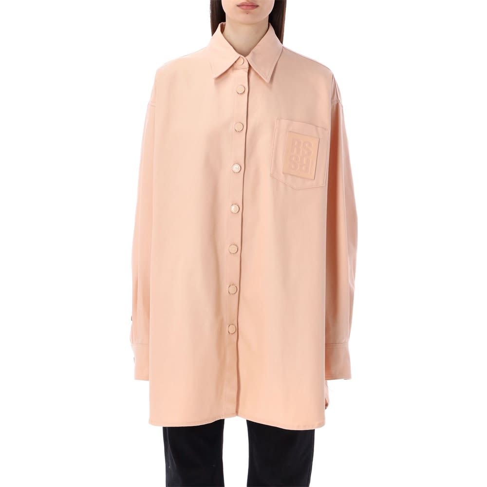 RAF SIMONS LOGO-PATCH OVERSIZED SHIRT