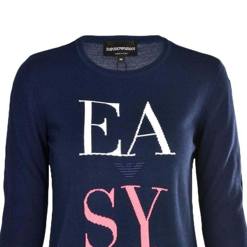 Emporio Armani Logo Long Woolen Pullover In Black