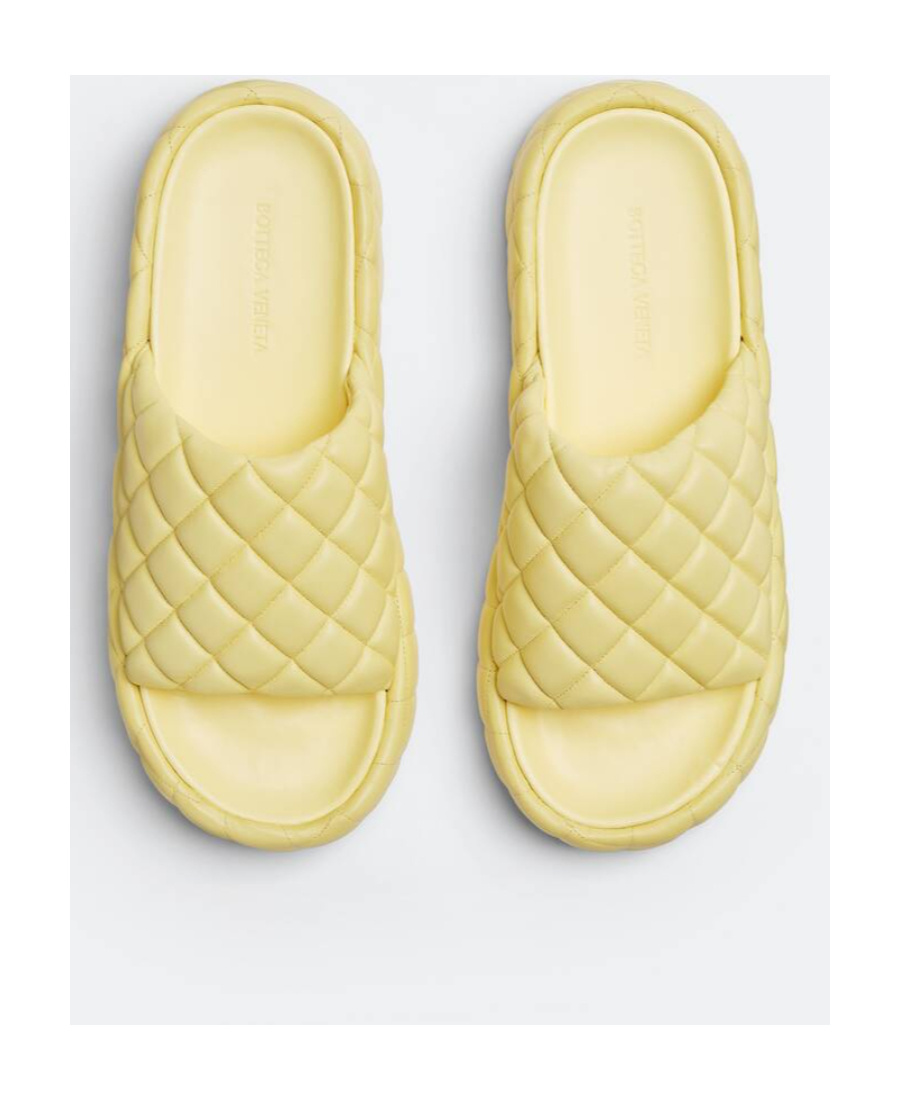 Shop Bottega Veneta Padded Slip-on Slippers In Yellow