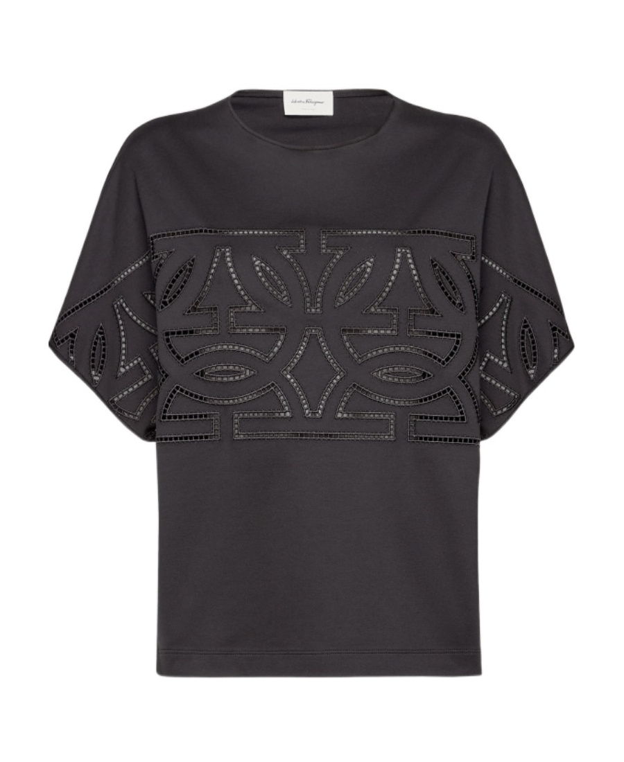 Ferragamo Logo Short-sleeved T-shirt In Black