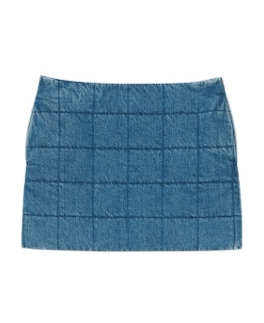 Gucci Quilted Denim Miniskirt In Blue