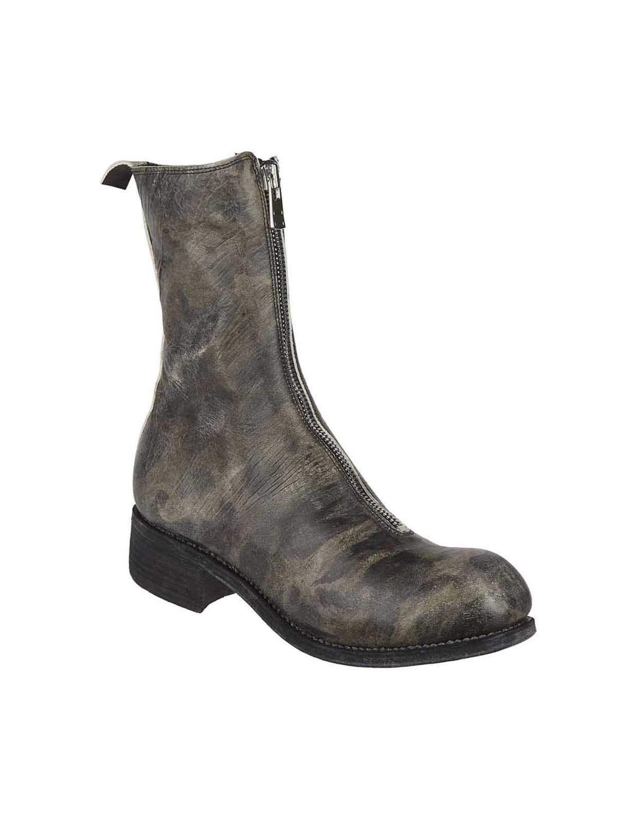Guidi Pattern Front Zipper Boots In Black