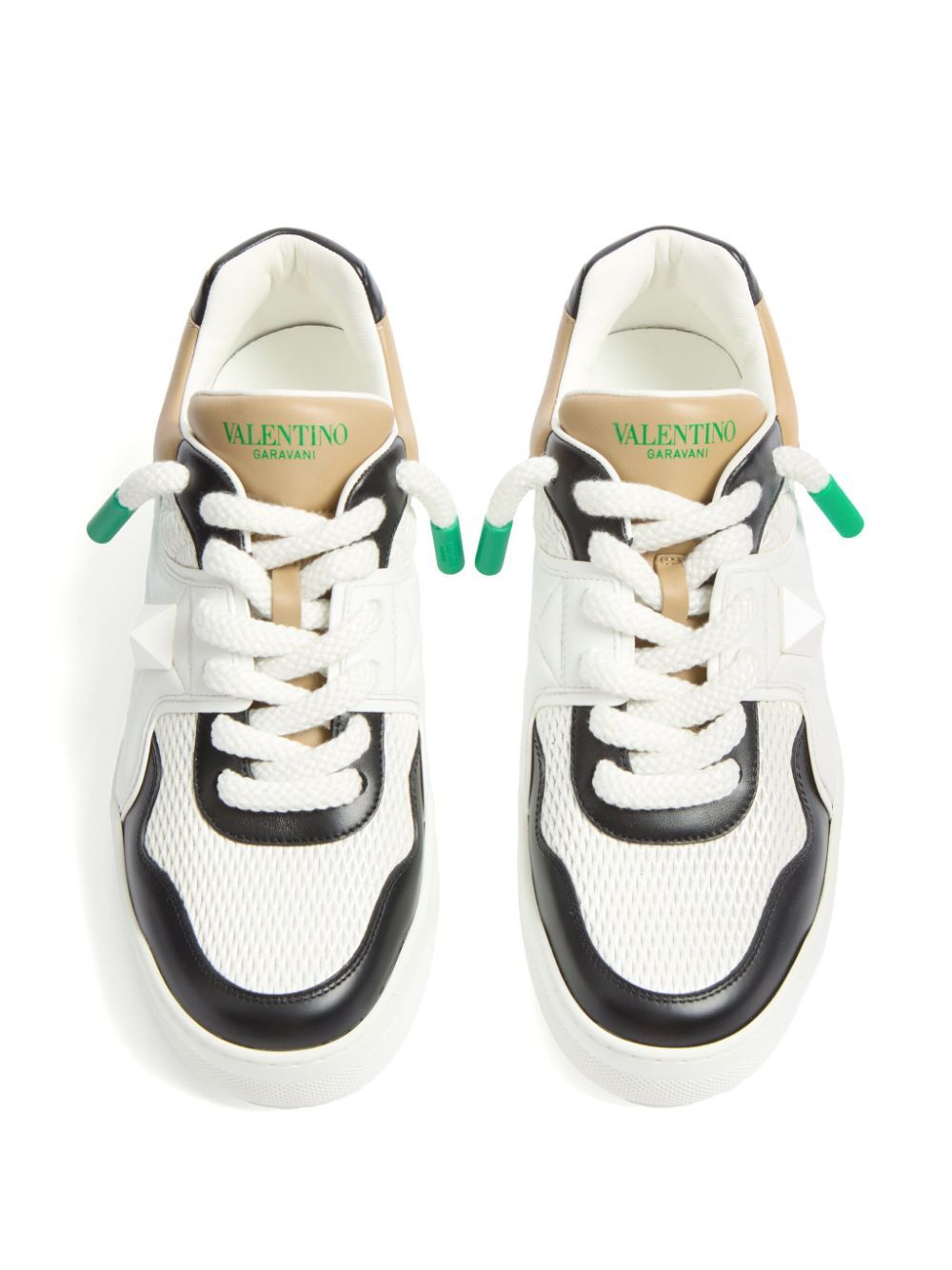 Valentino Stud Xl Low-top Sneakers With Contrasting Panels In White