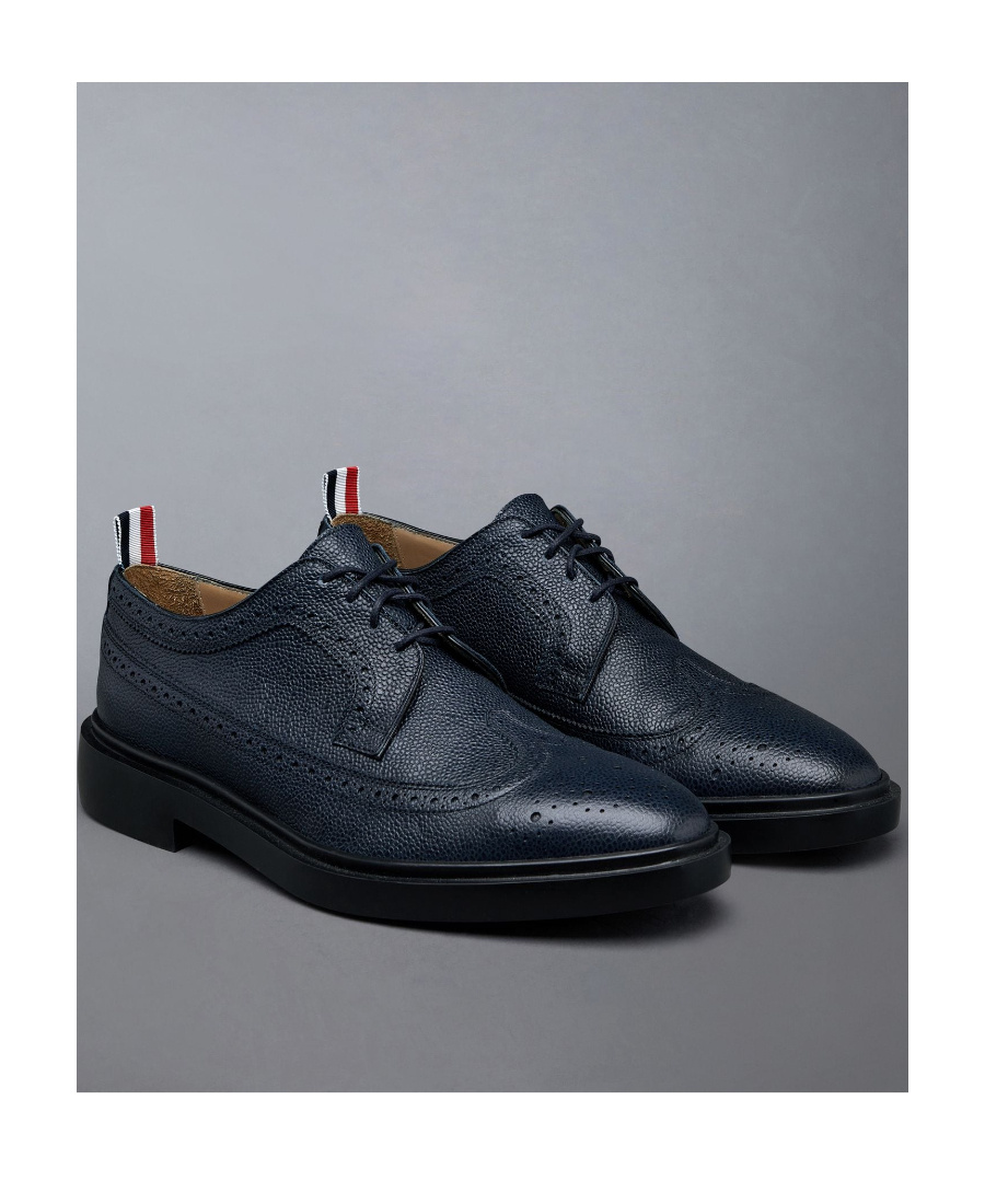 Thom Browne Pebbled Leather Longwing Brogues In Blue