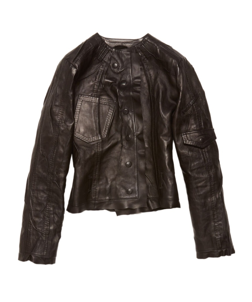 Acne Studios Crinkled Leather Jacket In Black