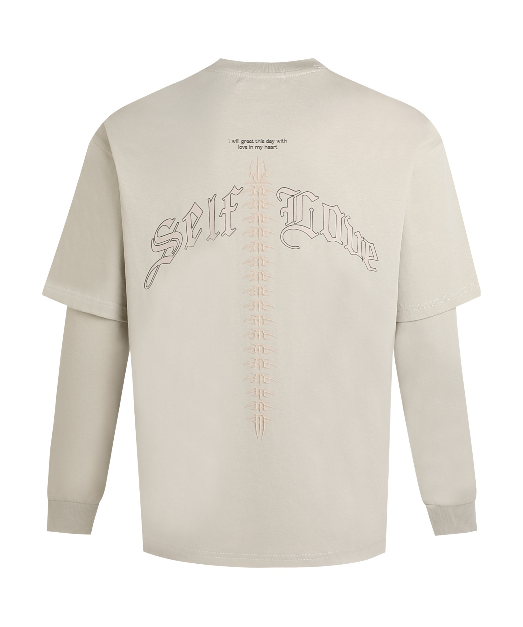 Liuregali Printed Fake Two-piece Long-sleeved Base Shirt In Nude