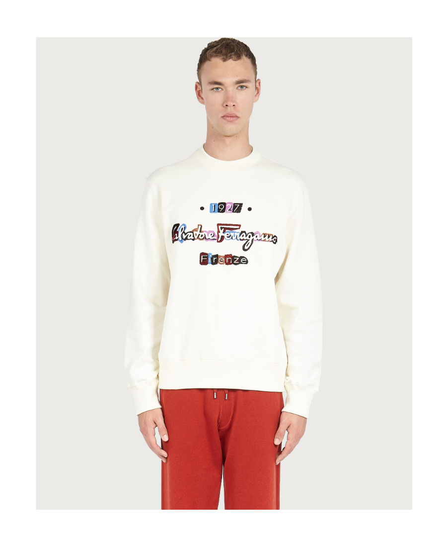 Ferragamo Felpa Logo-print Sweatshirt In White