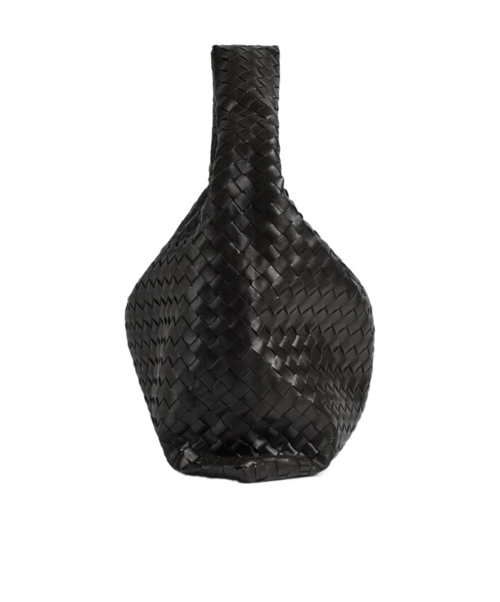 Bottega Veneta Large Leather Hop Shoulder Bag In Black