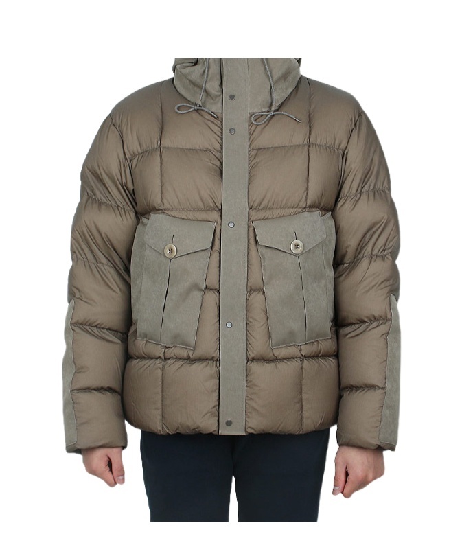 Ten C Tempest Combo Down Jacket In Green