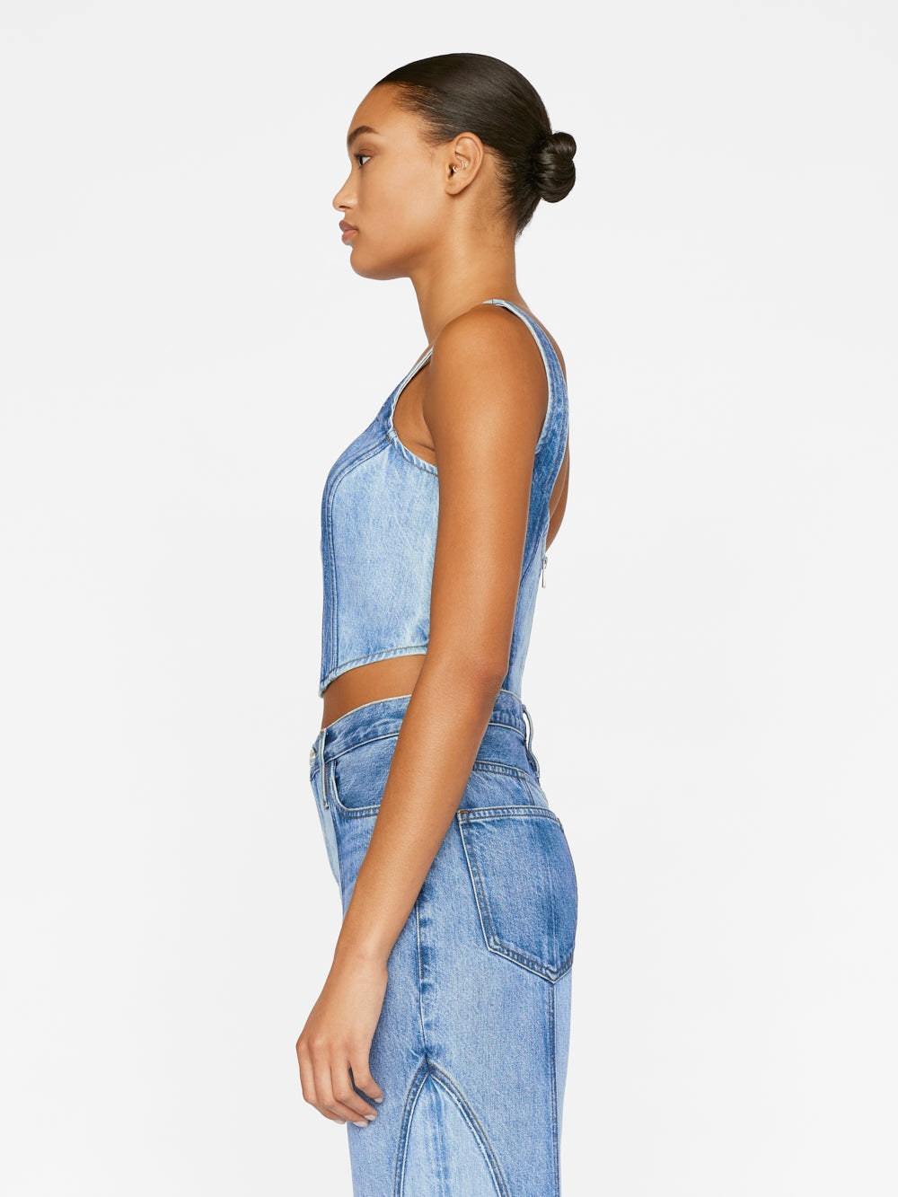 FRAME SQUARE NECK DENIM CORSET