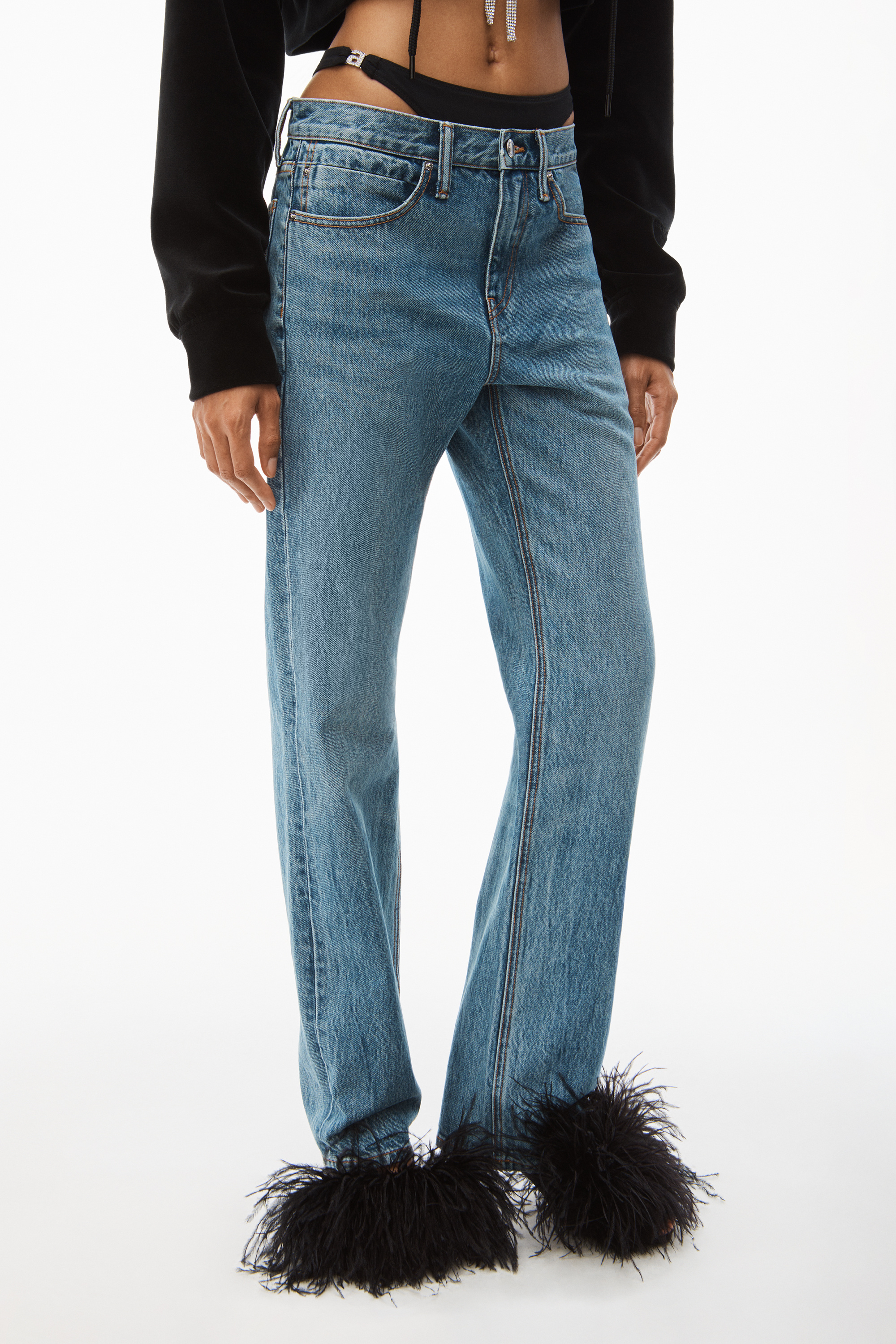 ALEXANDER WANG LOW-WAISTED THONG JEANS 