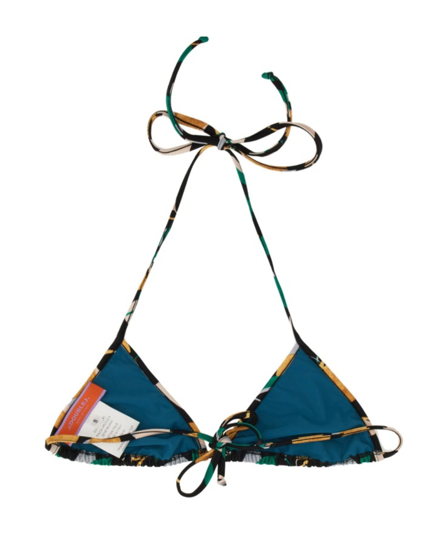 LA DOUBLEJ ORCHARD-PRINT TRIANGLE BIKINI TOP