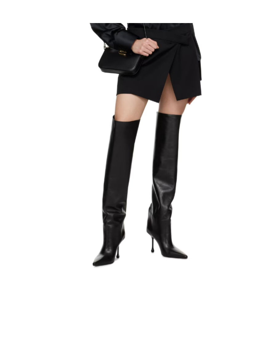 Jimmy Choo Cycas 95 Black Leather Boots In Black