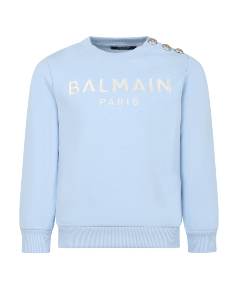 Balmain Logo-embroidered Cotton Sweatshirt In Blue