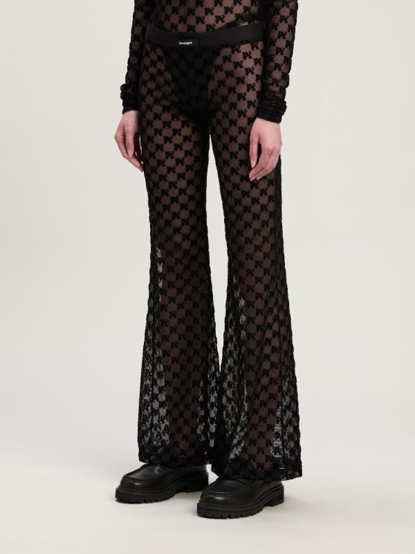 Shop Palm Angels Printed Gauze Pants In Black