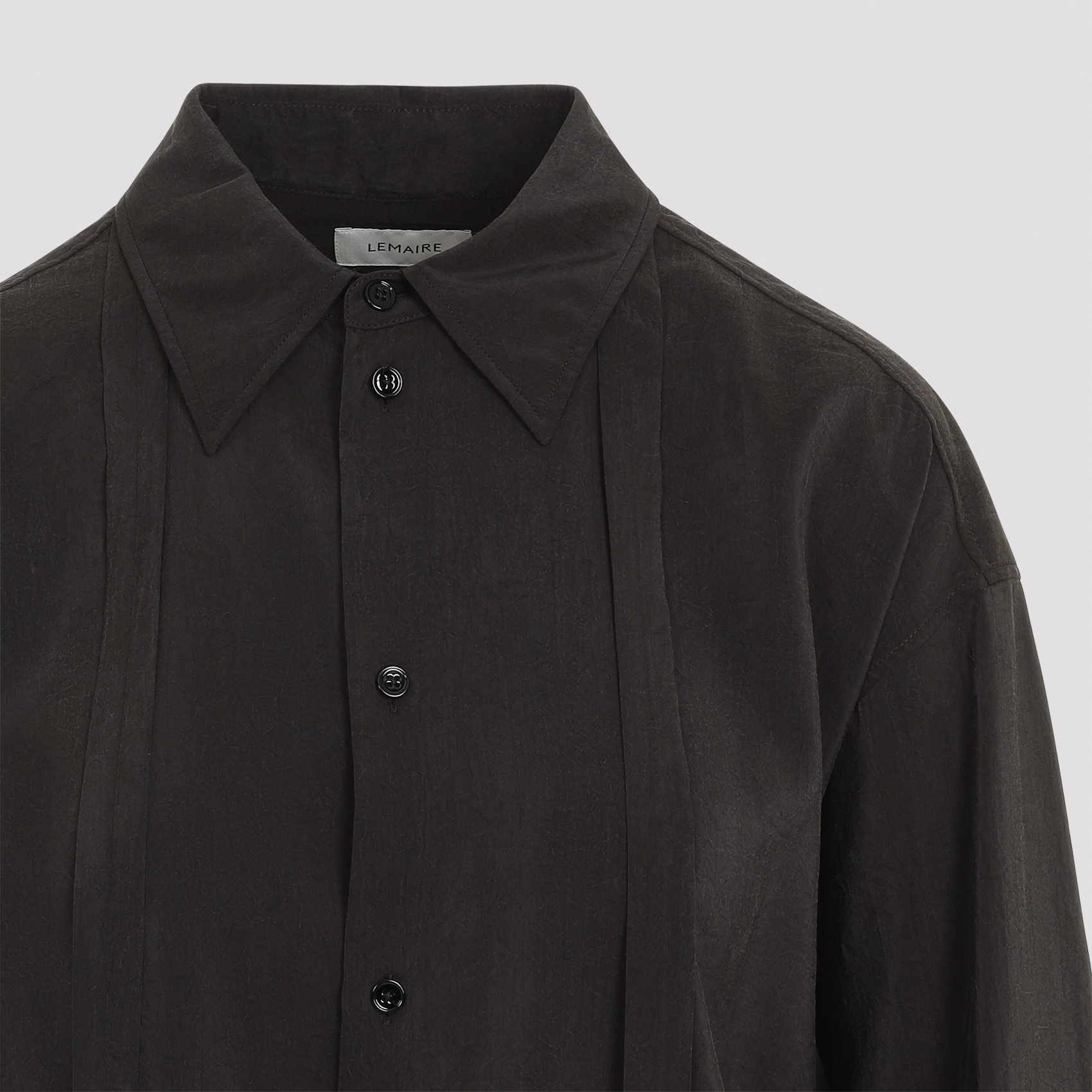 Lemaire Long-sleeved Shirt With Tie In Black