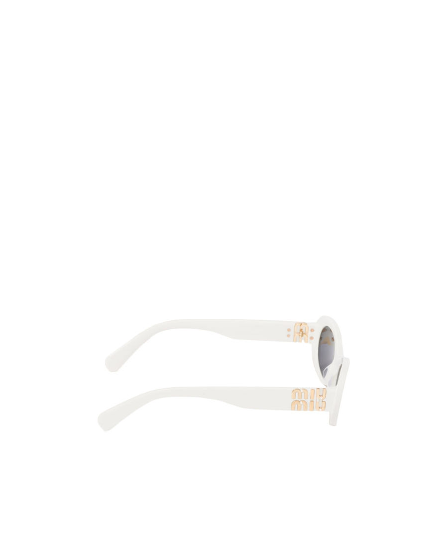 Miu Miu Miu Glimpse Oval-frame Sunglasses In White