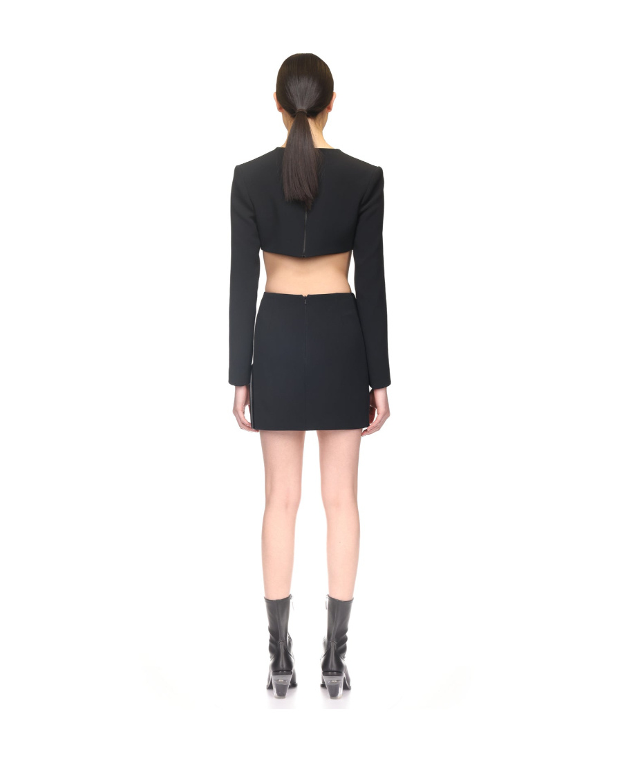 Shop David Koma Plunging-neck Crop Top In Black