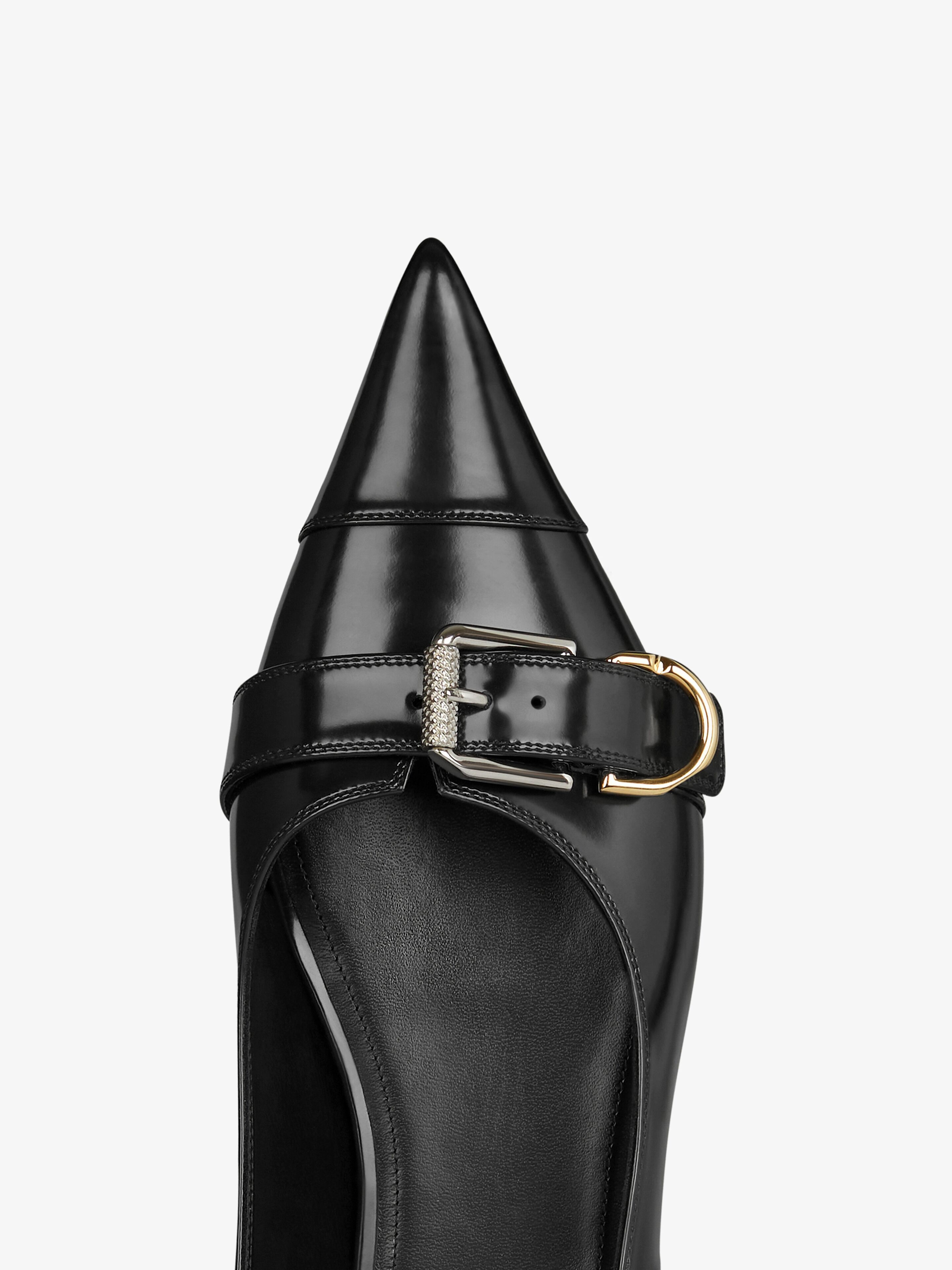 Shop Givenchy Voyou Flat Slingbacks In Leather In Black