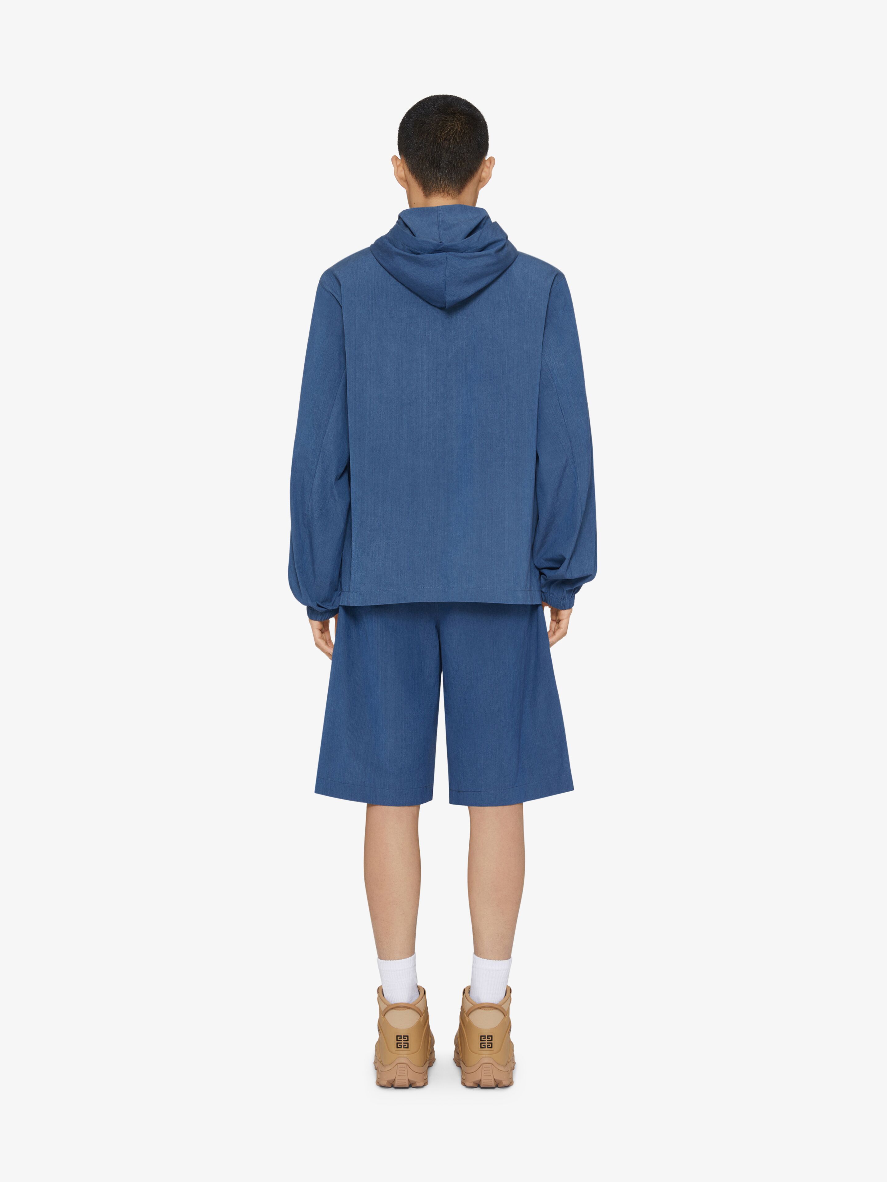 Givenchy Zipped Hoodie In Ozone Washed Cotton With 4g Detail In Blue