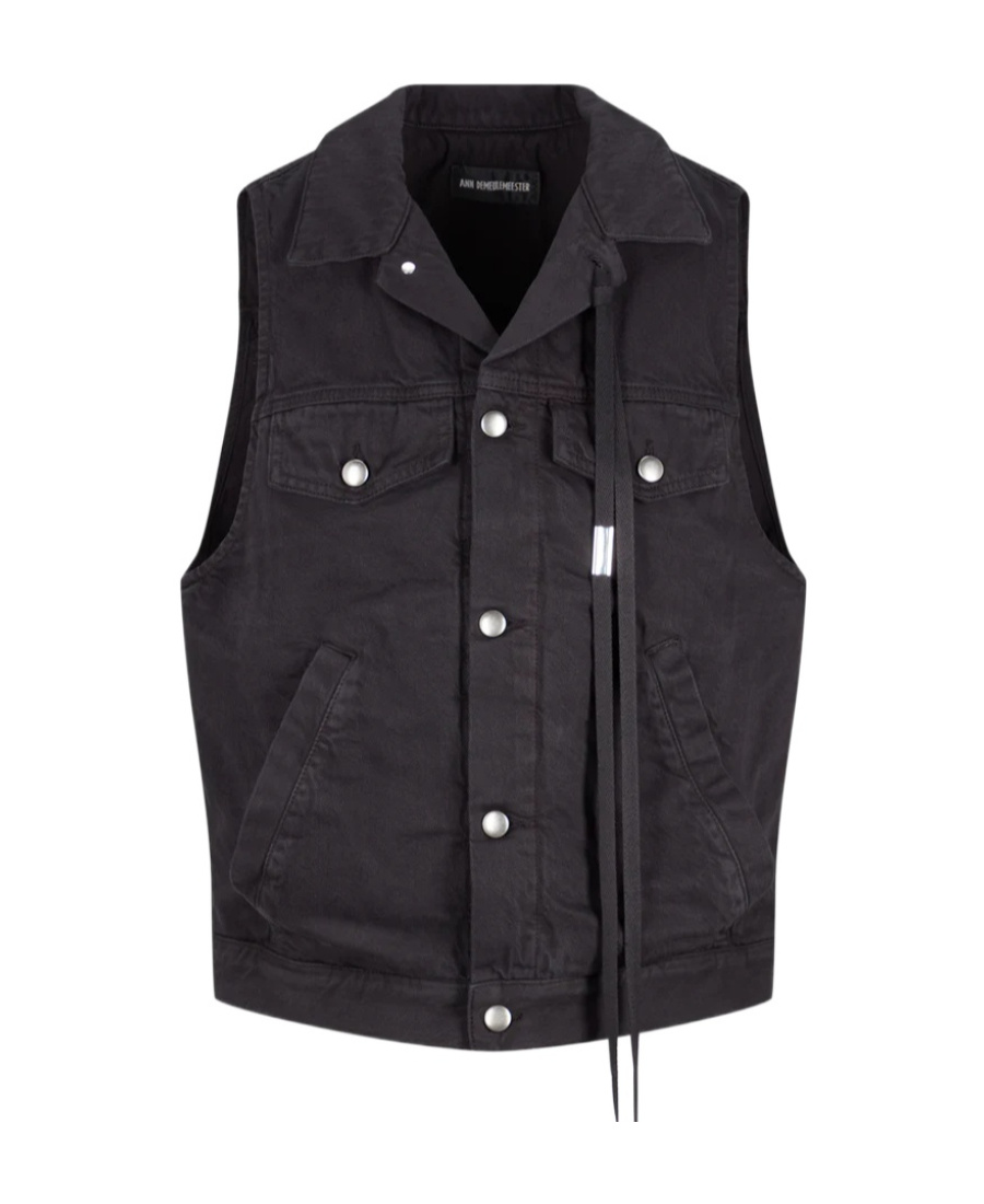 Ann Demeulemeester Lapel Denim Vest In Black