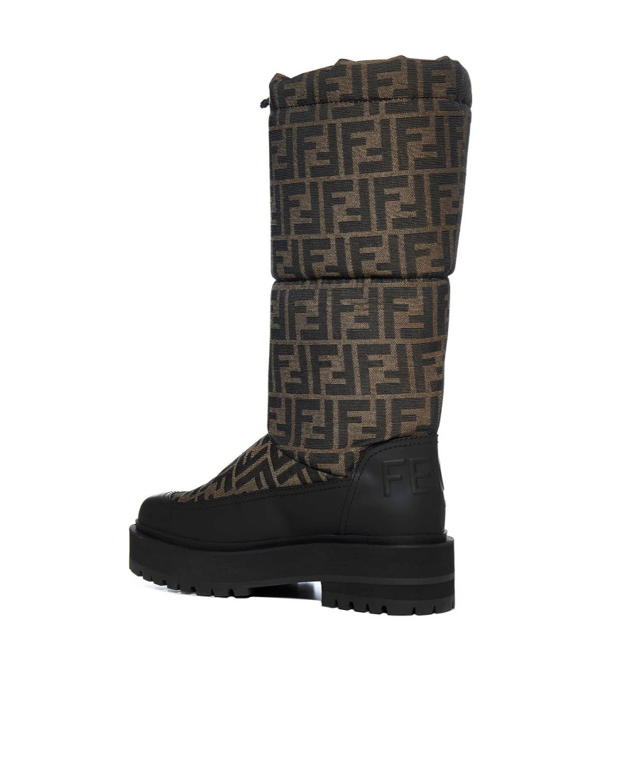 Fendi Ff Motif Knee-high Boots In Black