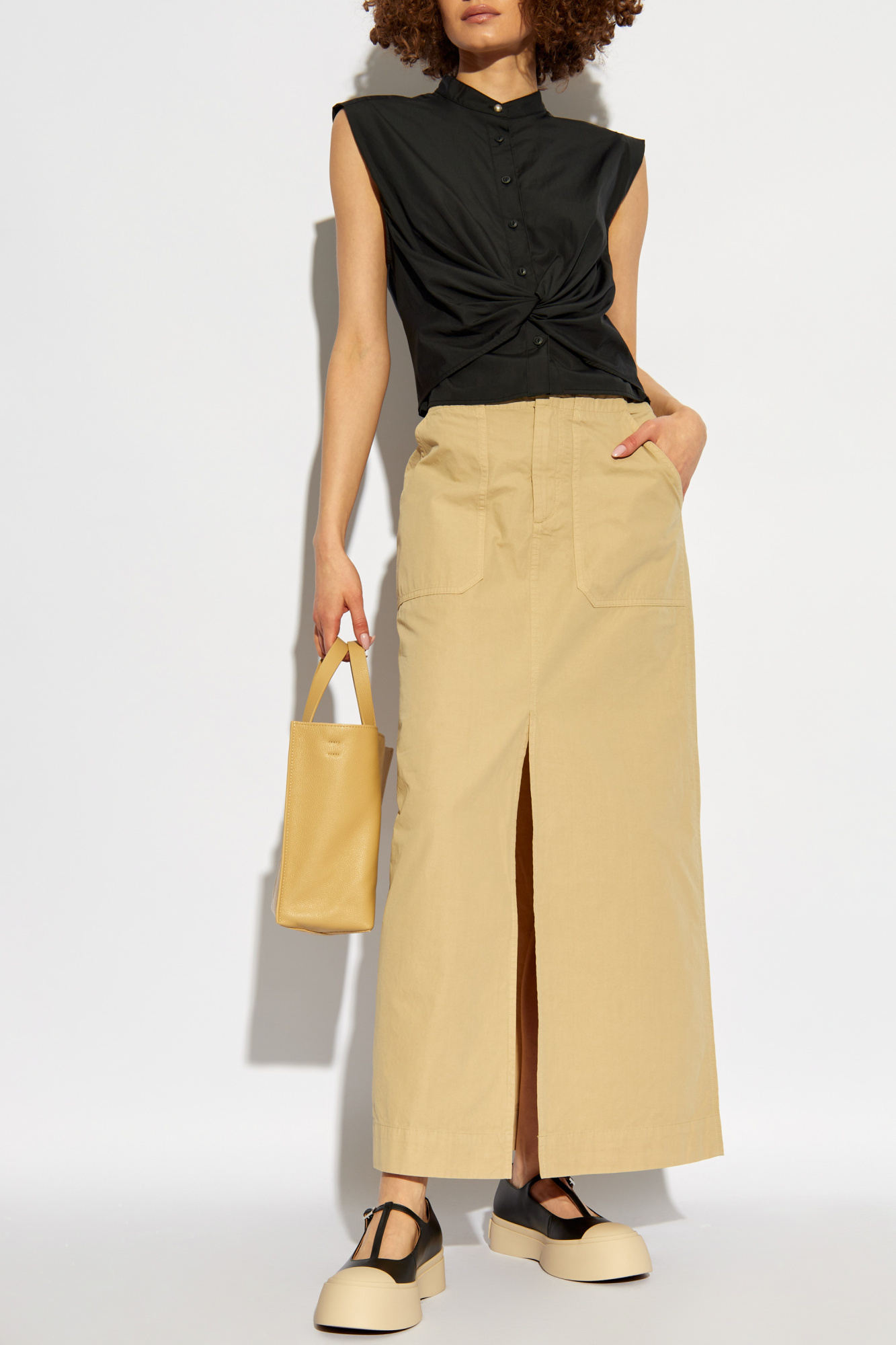 Rag & Bone Split Skirt In Nude