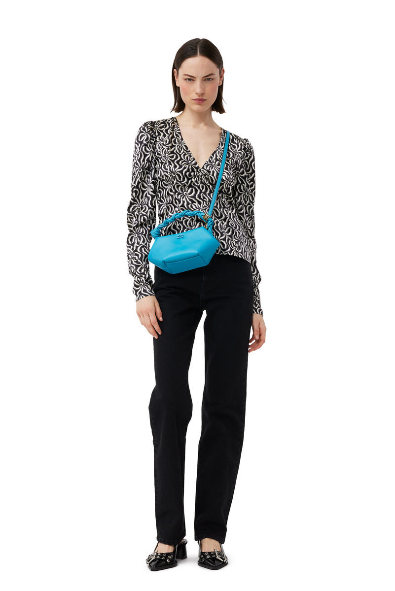 Ganni Bou Braided-handle Mini Bag In Blue