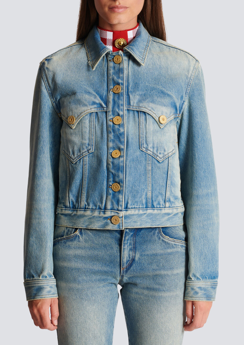 Shop Balmain Vintage Denim Jacket In Blue
