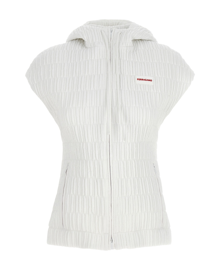 Ferragamo Salvatore Quilted Zipped Hooded In White