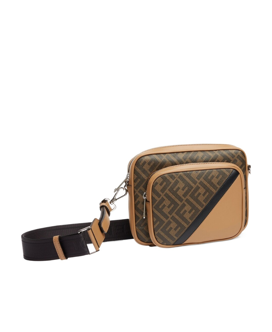 Fendi Luxurious Lamb Leather Crossbody Handbag In Argentopal For Women In Brown
