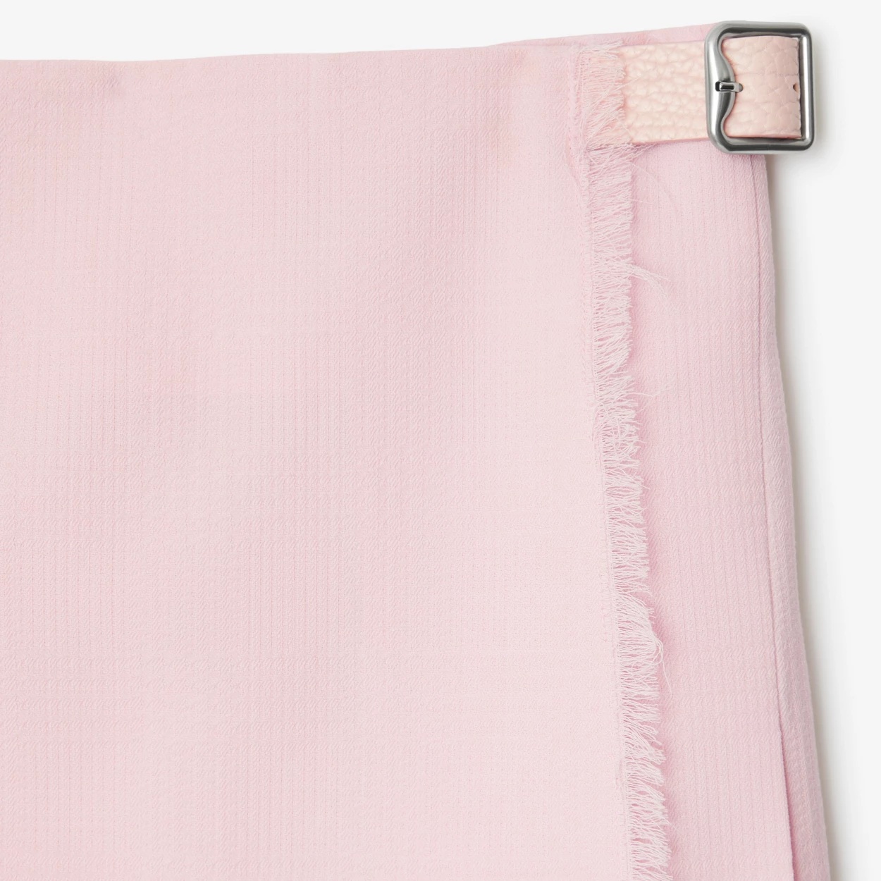 Burberry Wool Miniskirt With Buckle And Fringed Hem In Pink