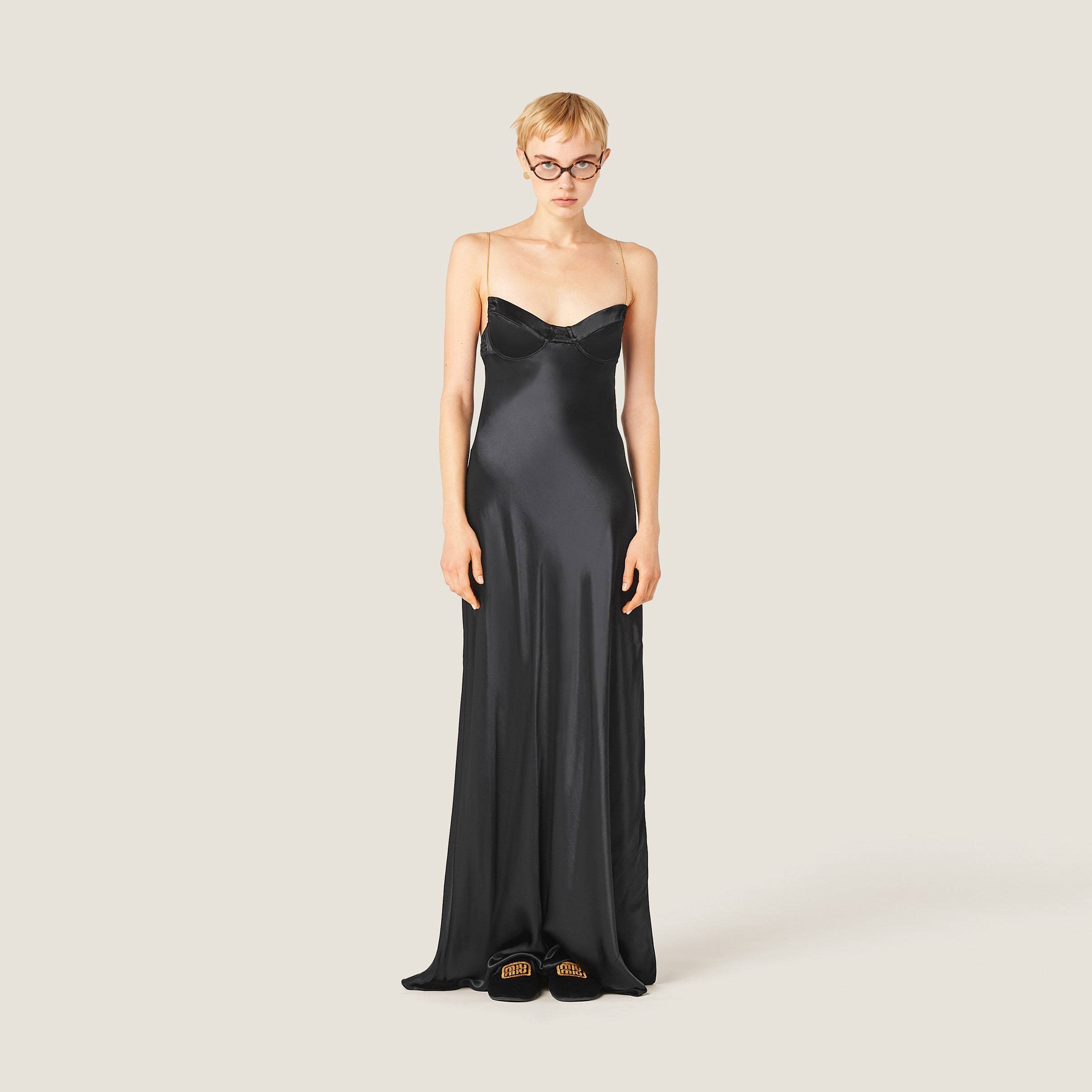 Miu Miu Women's Stain Long Dress In Black