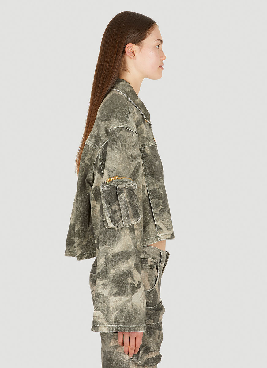 Blumarine Camouflage Cargo Jacket In Nude