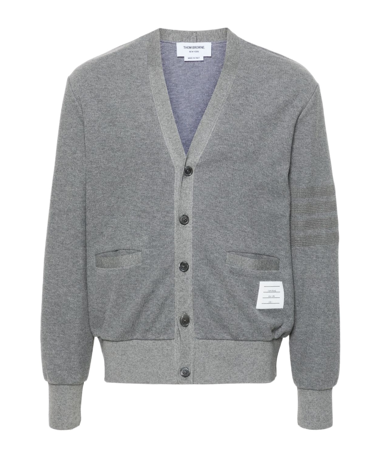 Thom Browne V-neck Cotton Cardigan In Gray