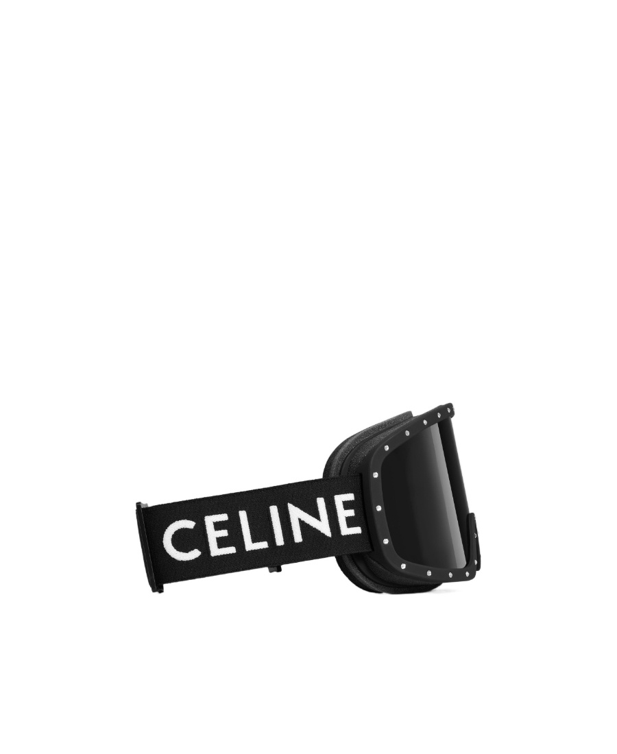 Shop Celine Ski Mask In Plastic With Crystals In Black
