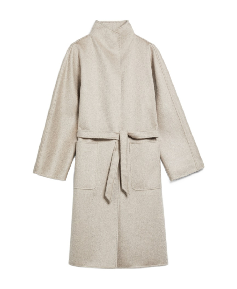 Shop Max Mara Lilia Belted Long-sleeved Coat In Nude