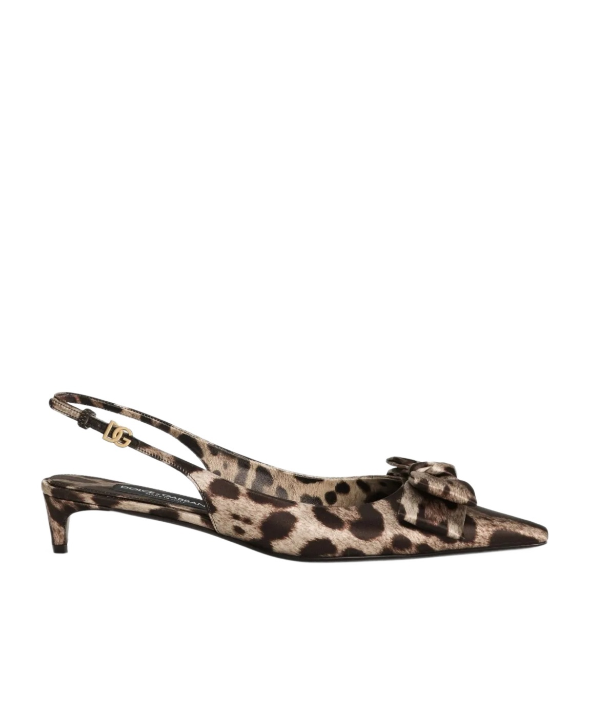 Dolce & Gabbana 30mm Leopard-print Satin Slingback Pumps In Black