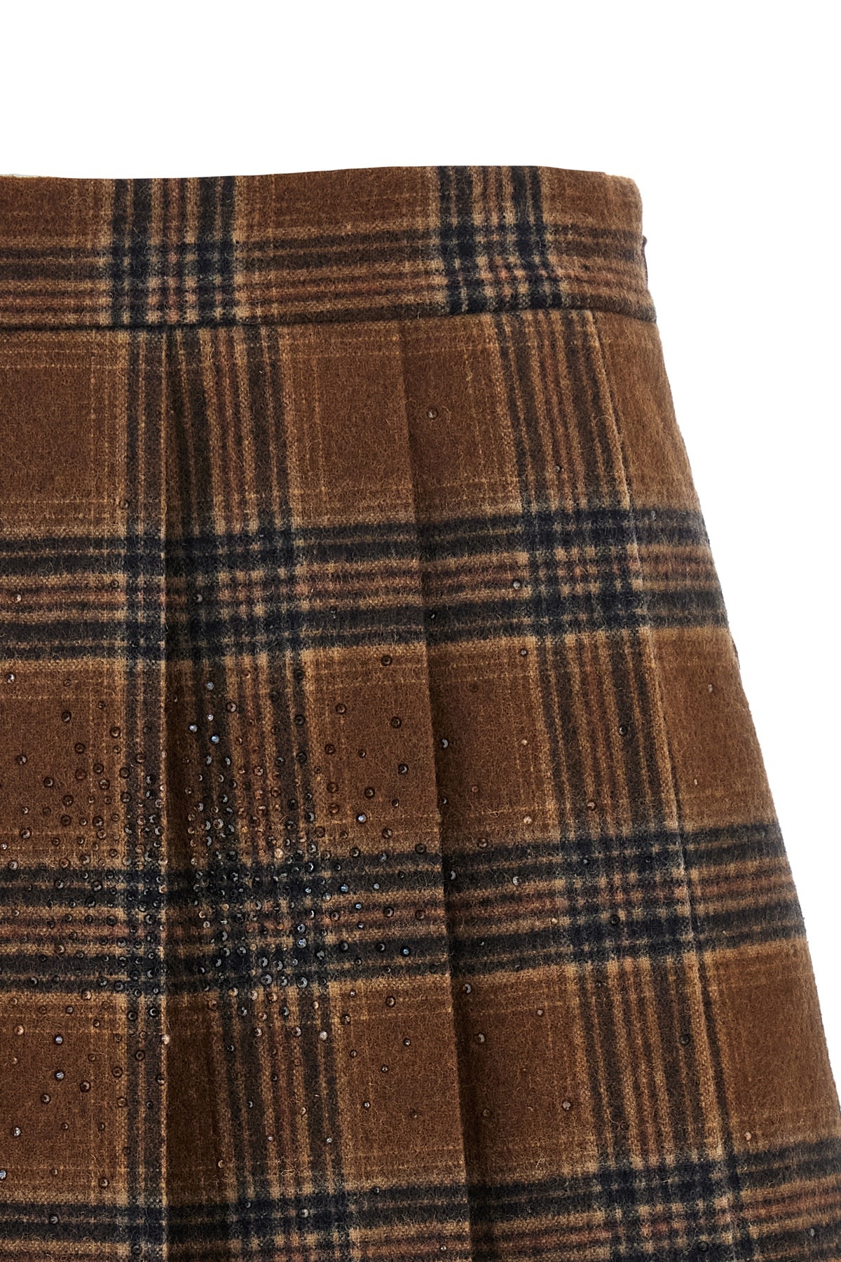 Giuseppe Di Morabito Tartan Skirt With Pleats And Embellishments In Brown