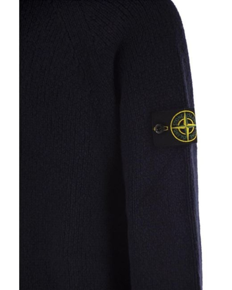 Stone Island Lightweight Wool Crew Neck Sweater With Raglan Sleeves Clothing In Blue
