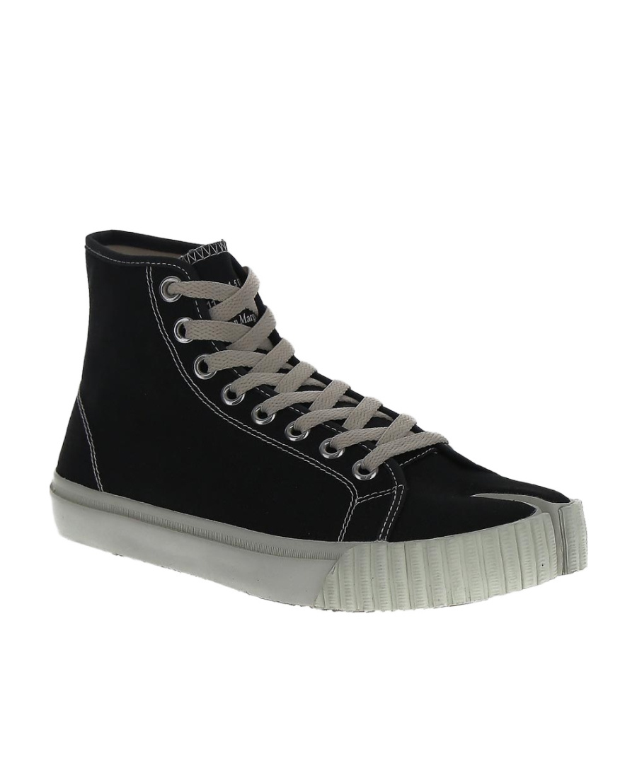 Shop Maison Margiela Tabi Mid-top Sneakers In Black