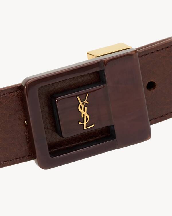 Saint Laurent La 66 Belt In Leather In Ruddy Brown/brown