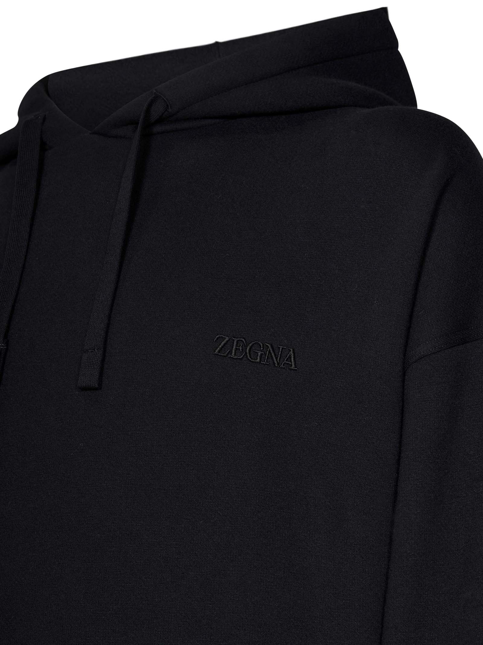 Shop Zegna Logo-embroidered Hoodie In Black