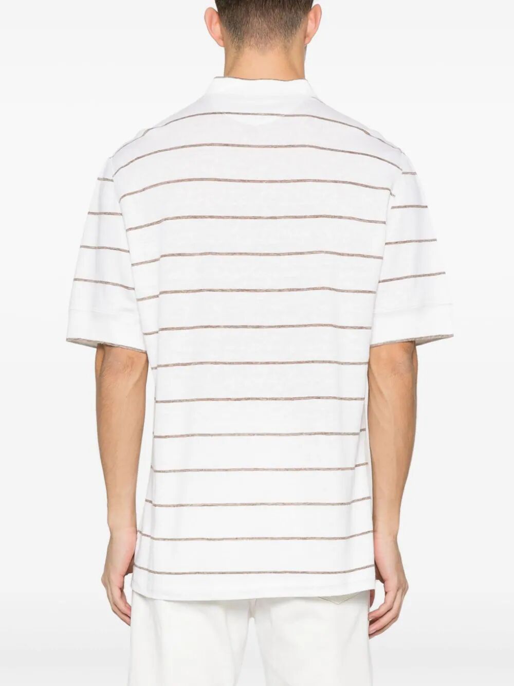 Brunello Cucinelli Striped Polo Shirt In White
